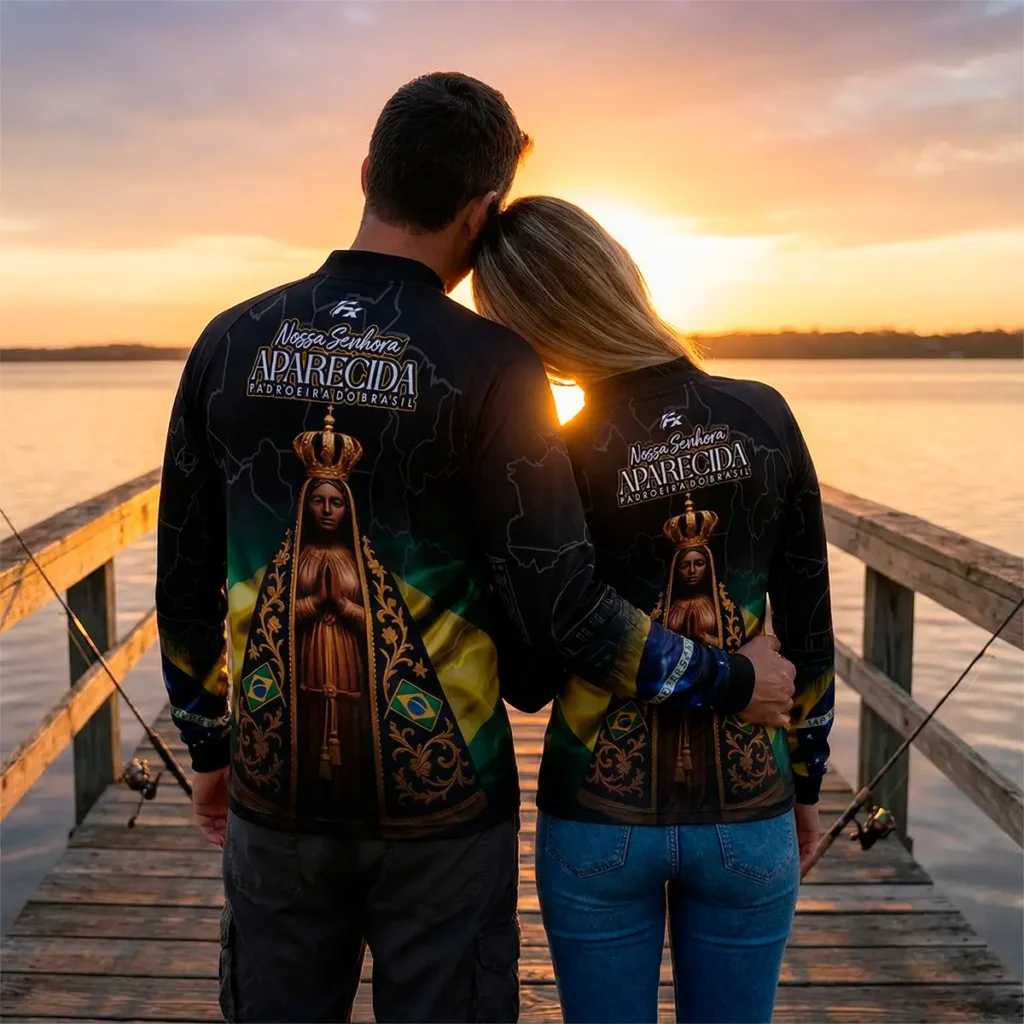 COMPRE 1 LEVE 3 - Camisa Nossa Senhora Aparecida Rogai Por Nós Manga Longa Preta