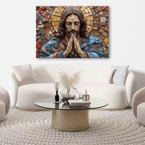 COMPRE 1 LEVE 2 - 180x100cm Jesus Cristo em Oração — Arte Sacra Mosaico Premium | Alta Definição