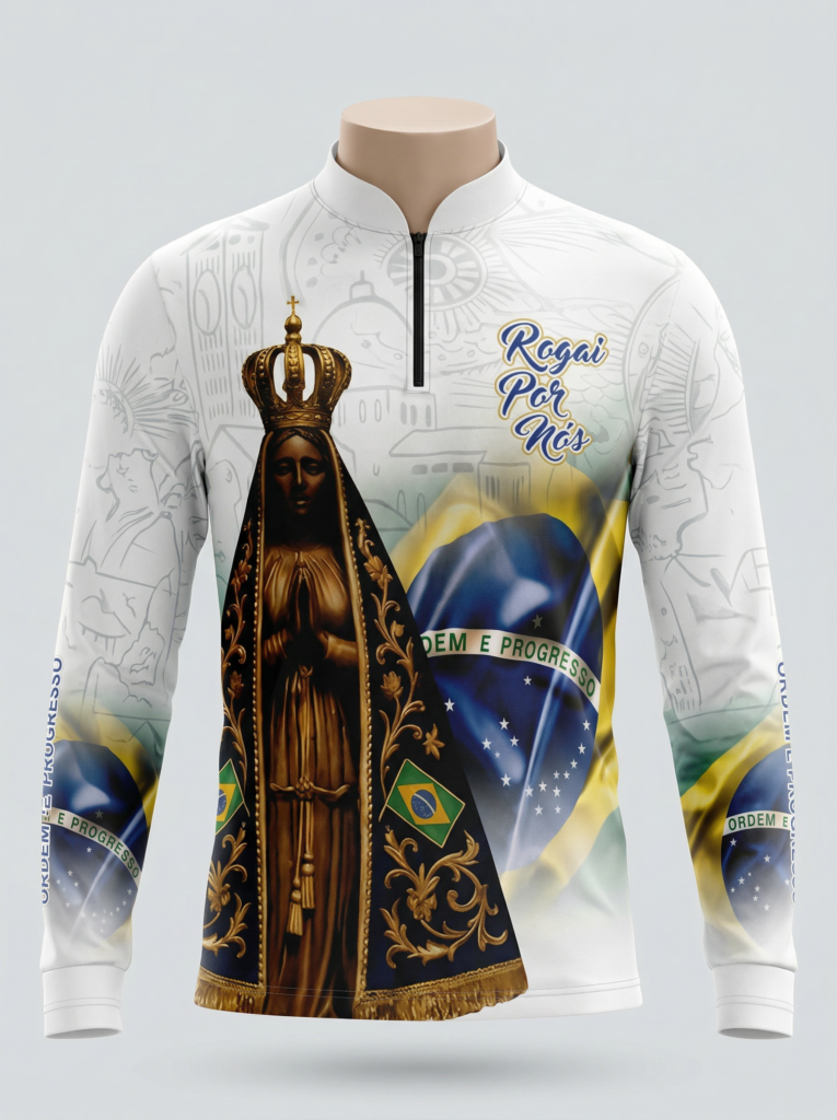 COMPRE 1 LEVE 3 - Camisa Nossa Senhora Aparecida Rogai Por Nós Manga Longa