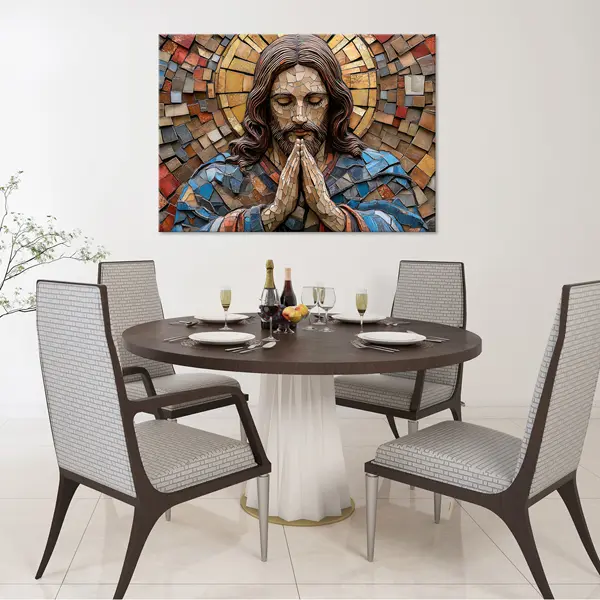 COMPRE 1 LEVE 2 - 180x100cm Jesus Cristo em Oração — Arte Sacra Mosaico Premium | Alta Definição