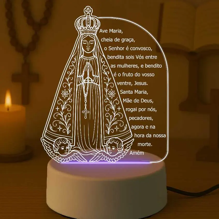 Luminária Oração Ave Maria Nossa Senhora Aparecida - OFERTA RELÂMPAGO COMPRE 1 LEVE 2
