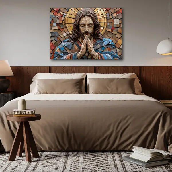 COMPRE 1 LEVE 2 - 180x100cm Jesus Cristo em Oração — Arte Sacra Mosaico Premium | Alta Definição