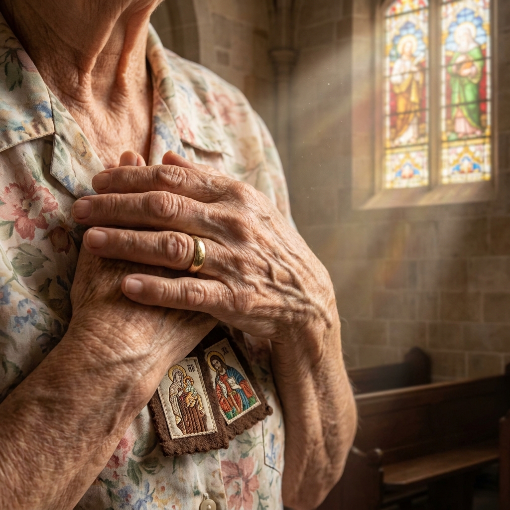 Escapulário do Carmo 100% Lã Carmelitas - lifestyle