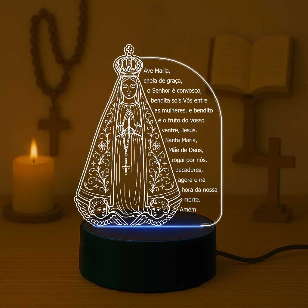 Luminária Oração Ave Maria Nossa Senhora Aparecida - OFERTA RELÂMPAGO COMPRE 1 LEVE 2