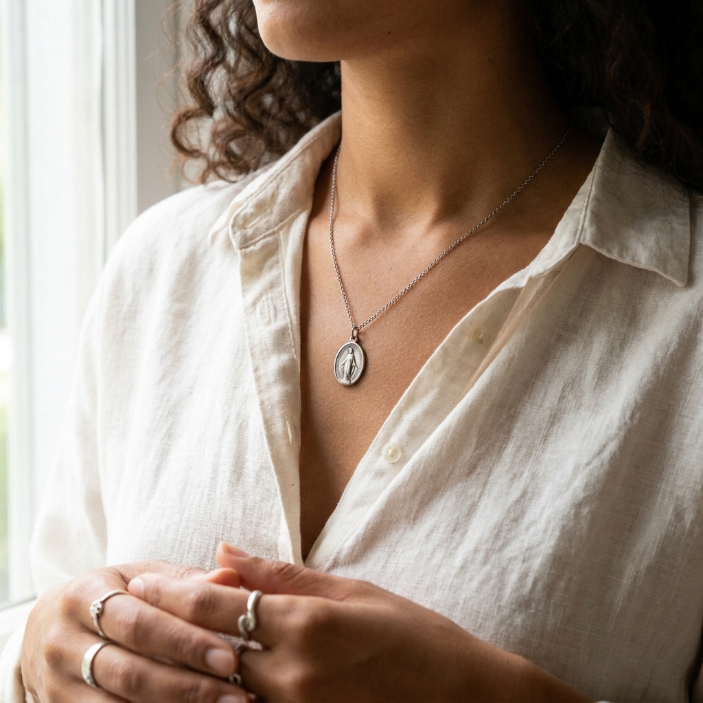 Medalha Milagrosa N. Sra. das Graças Prata 925 - lifestyle