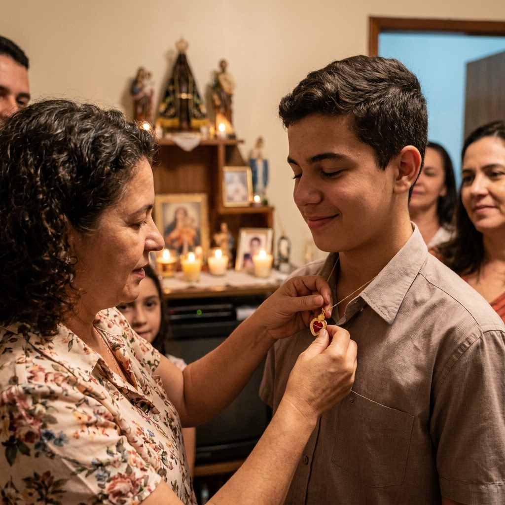 Medalha Sagrado Coração de Jesus Folheada a Ouro - lifestyle