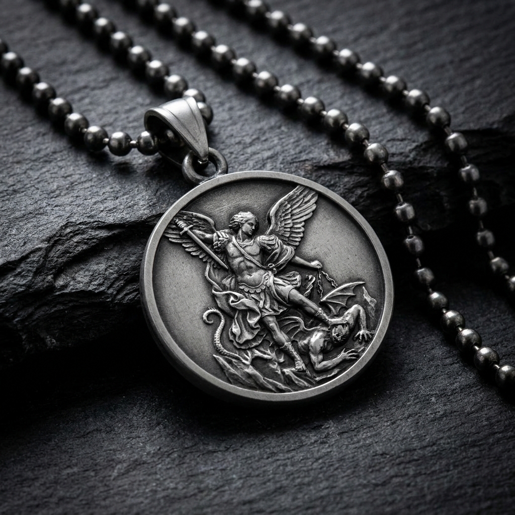 Medalha de São Miguel Arcanjo Aço Inox - hero