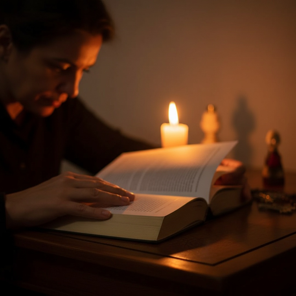 Lendo o Grimório à luz da vela