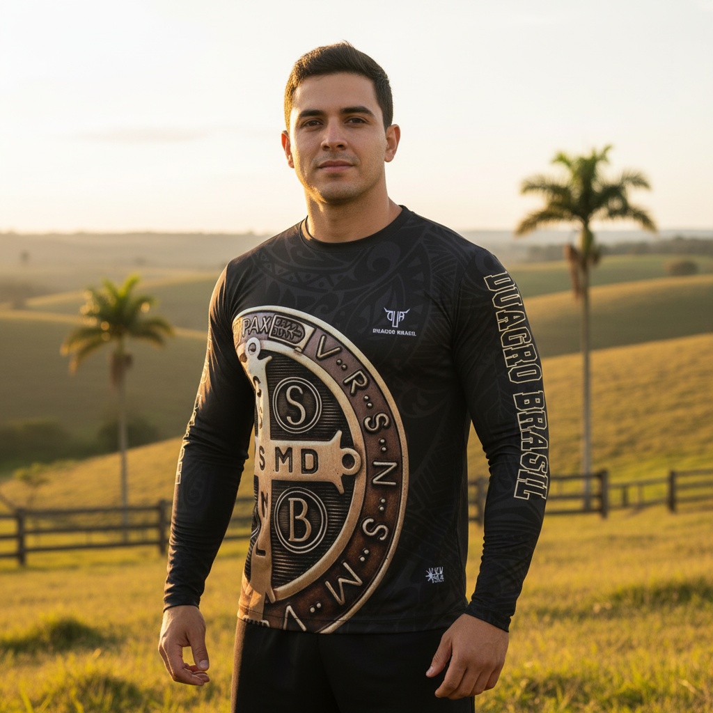 Camiseta São Bento manga longa em uso
